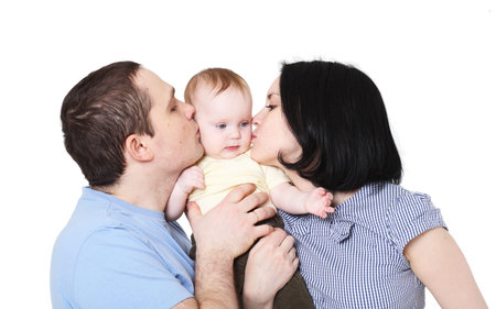 Happy family with the baby
