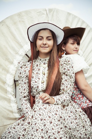 beautiful girl in style of the countryの写真素材