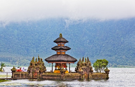 Ulun Danu temple Beratan Lake in Bali Indonesiaの写真素材