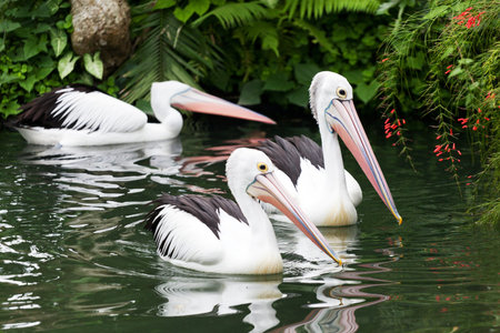 Big black-and-white pelicanの写真素材