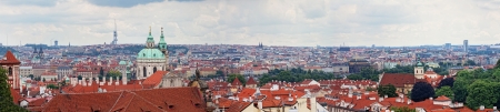 View of tile roofs in a historical part of Pragueの写真素材
