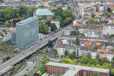 View of Dusseldorf from height of birds flight