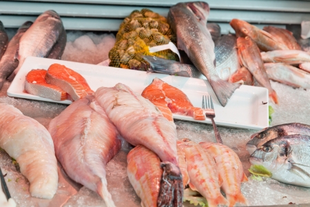 Street show-window of fish shop in Hollandの写真素材