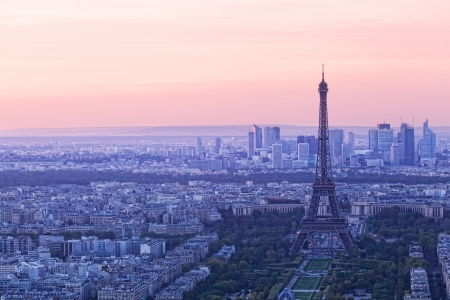 Aerial view of Paris at sunset のeditorial素材