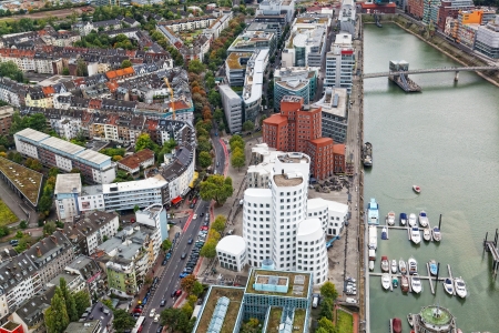View of Dusseldorf from height of birds flightのeditorial素材