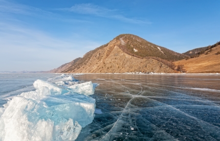 Transparent ice on lake Baikal の写真素材