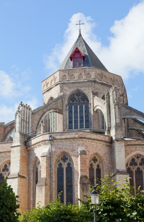 Ancient Gothic architecture in Bruges, Belgiumの写真素材