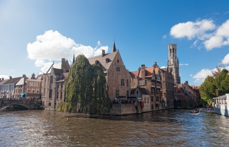 Classic view of channels of Bruges  Belgium  Medieval fairytale city  のeditorial素材