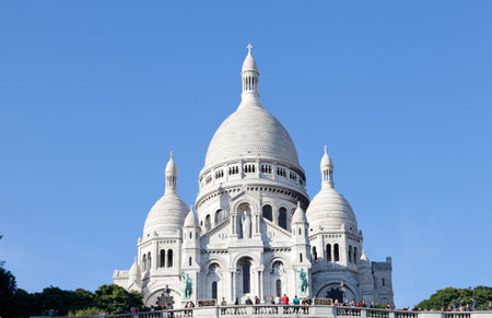 PARIS - SEPTEMBER 30 : Sacre Coeur Basilica in autumn time on September 30, 2012 in Paris, France. Sacre Coeur Basilica is famous catholic church and popular landmark in Paris のeditorial素材
