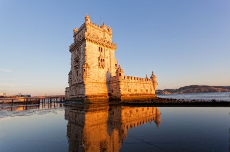 Belem Tower on a sunset, Lisbon, Portugal の写真素材