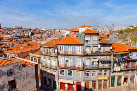 Fishing quarter Ribeira in the city of Porto, Portugalの写真素材