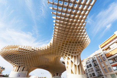 SEVILLA,SPAIN -SEPTEMBER 17, 2013 : Metropol Parasol in Plaza de la Encarnacion in Sevilla, J. Mayer H. architects, it is made from bonded timber with a polyurethane coatingのeditorial素材
