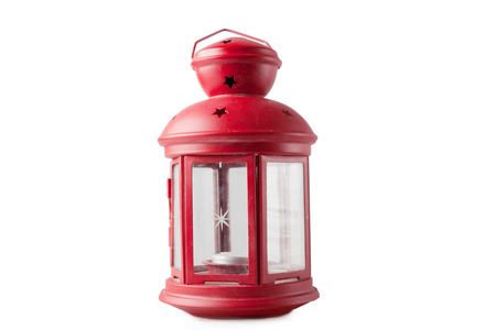 Red decorative lantern on a white backgroundの写真素材