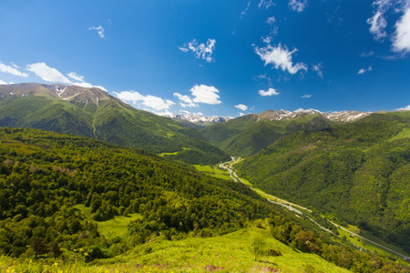 Mountains of Big Caucasian ridge in the sunny summer day