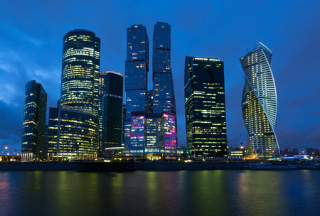 MOSCOW - APRIL 14, 2015: The Moscow International Business Center, Moscow-City . Located near the Third Ring Road, the Moscow-City area is currently under developmentのeditorial素材
