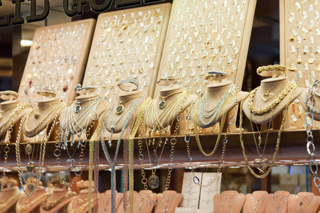 FLORENCE, ITALY - MAY 09, 2014: Jewelry shops on the Ponte Vecchio. The Ponte Vecchio is a medieval bridge, one of the most famous tourist attractions in Florence.のeditorial素材