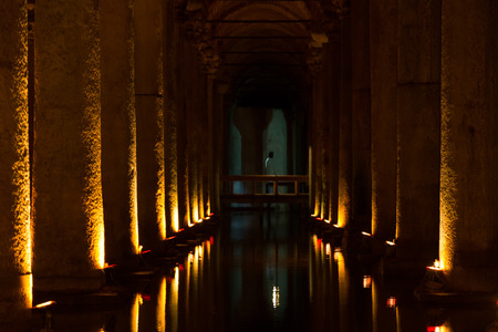 Basilica Cistern in Istanbul, Turkeyの写真素材