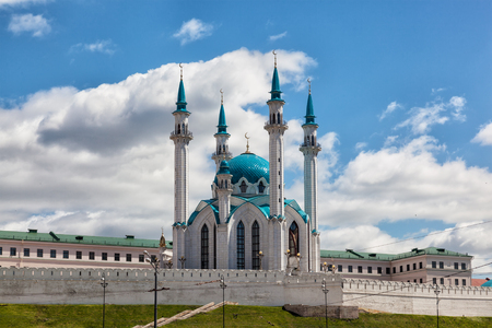 View of the ancient Kremlin in the sunny summer day , Kazanの写真素材