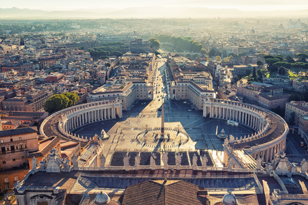 Vatican view of Rome from St. Peter's Basilica in the early morningのeditorial素材