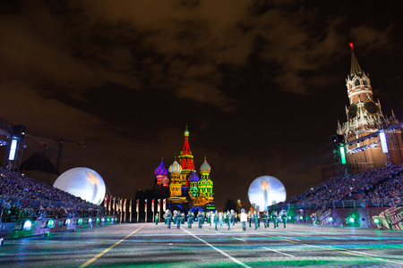 RUSSIA, MOSCOW - AUGUST 26, 2016: A festival of military orchestras "Spasskaya Tower" at Red Squareのeditorial素材