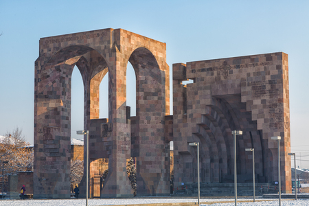 Main entrance to the monastery complex in Echmiadzin, Armeniaの写真素材