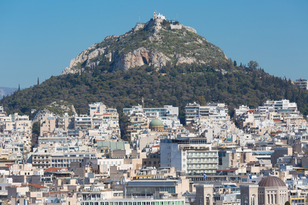 Cityscape of Athens and Lycabettus Hill , Athens, Greece.の写真素材