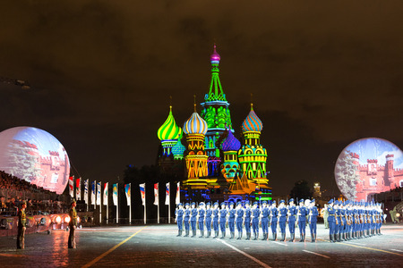 RUSSIA, MOSCOW - SEPTEMBER 2, 2016: A festival of military orchestras "Spasskaya Tower" at Red Squareのeditorial素材