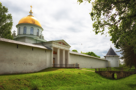 Russia. Saint Michael orthodox cathedral in the Pskovo-Pechersky Dormition Monastery.の写真素材