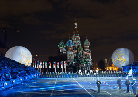RUSSIA, MOSCOW - AUGUST 28, 2016: A festival of military orchestras "Spasskaya Tower" at Red Squareのeditorial素材