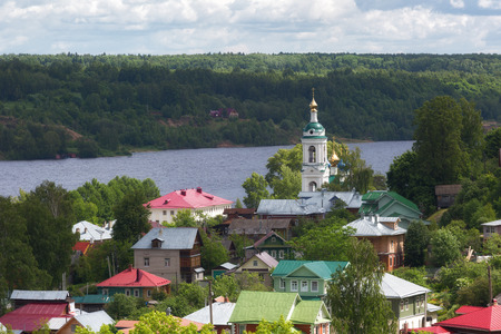 View of the city of Ples and the Volga River. Russiaの写真素材