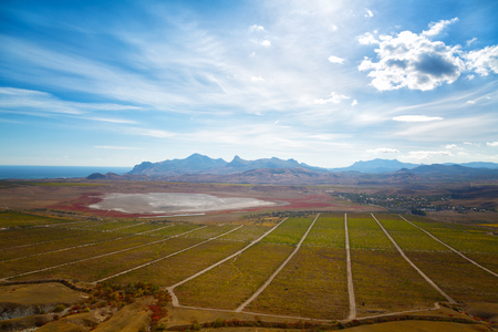 Rocks of the extinct volcano KaraDag in autumn day, Crimeaの写真素材