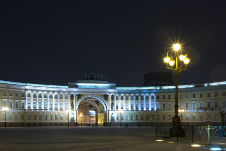 Palace Square in St. Petersburg in the winter nightのeditorial素材