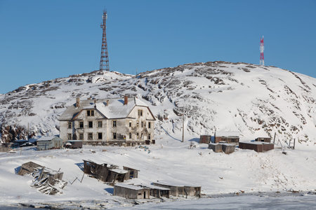 View of the village Teriberka in winterの写真素材