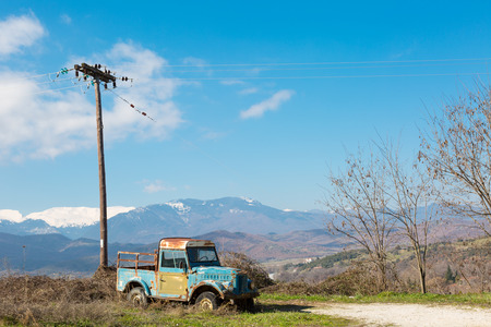 GREECE, METEORS - FEBRUARY 21, 2017: Old rusty car UAZ 69のeditorial素材