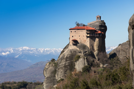 Greece, monastery on the rocks in Meteoraのeditorial素材