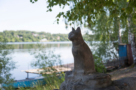 Monument was erected in honor of the cat . On the embankment, Ples, Russiaの写真素材