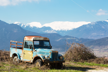 GREECE, METEORS - FEBRUARY 21, 2017: Old rusty car UAZ 69のeditorial素材