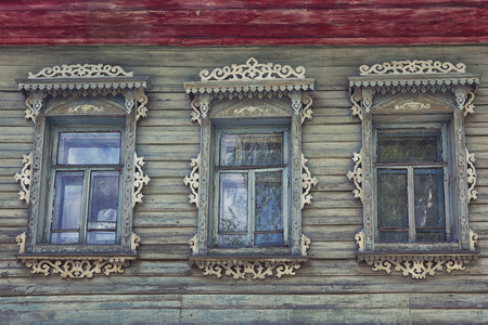 window in the wooden houseの写真素材