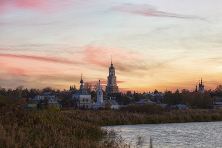 Church in Suzdal in sunrise. Gold ring of Russiaの写真素材
