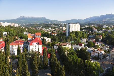 View of the resort village of Alushta, Crimeaの写真素材