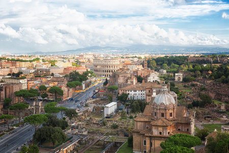 Beautiful view of Rome from height, Italy
