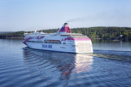 FINLAND - MAY 16, 2018: Silja Line cruise ferry sailing from Helsinki to Stockholmのeditorial素材