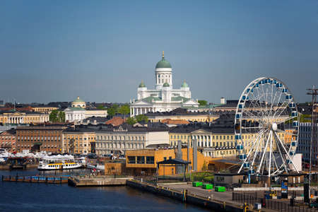 FINLAND, HELSINKI - MAY 17, 2018: Helsinki cityscape and Helsinki Cathedral, Finlandのeditorial素材