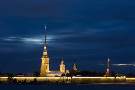 Peter and Paul fortress in night, Saint-Petersburg, Russiaのeditorial素材