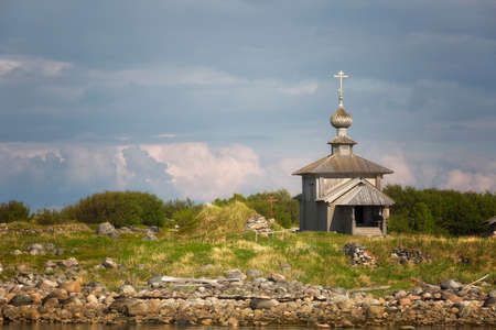 Andreevskiy skit of the Solovetsky monastery on the Bolshoi Zayatsky Island in summer dayの写真素材