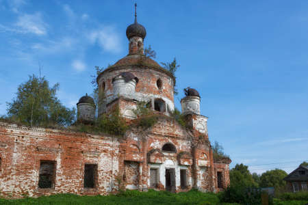 Destroyed old church, Ivanovo region, Russiaの写真素材