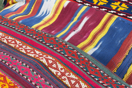 Handmade carpets with traditional Uzbek pattern