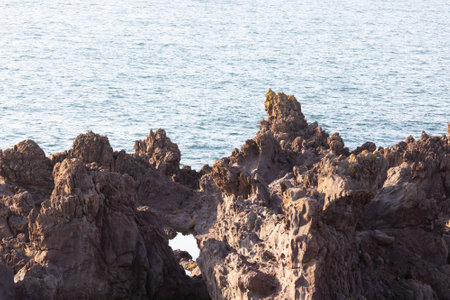 Yankito volcanic plateau at sunset. Iturup Island. South Kurilesの写真素材