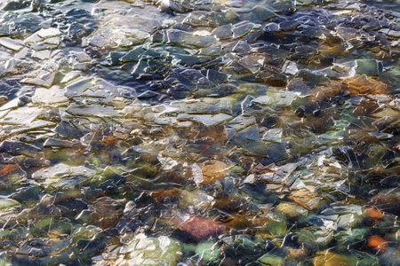 Thin ice on water, background for designの写真素材