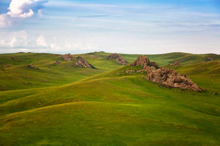 Steppes of Adon-Chelon in Transbaikalia on summer, Russiaの写真素材